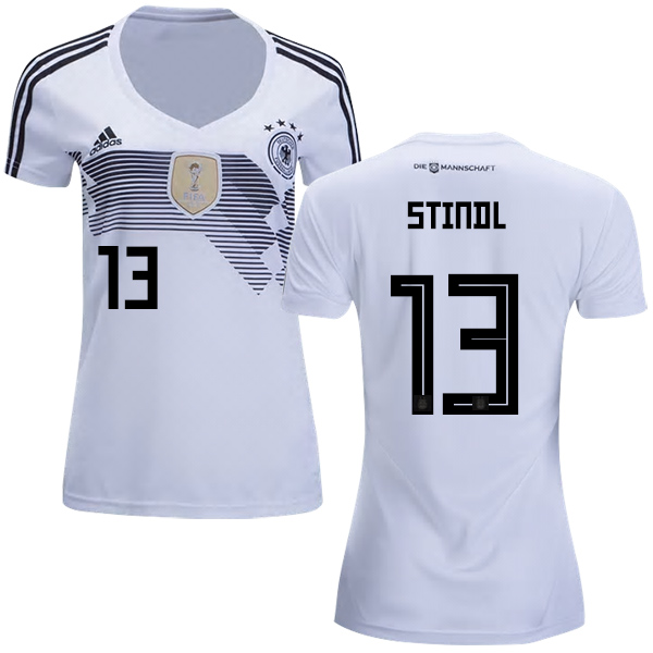 Women's Germany #13 Stindl White Home Soccer Country Jersey - Click Image to Close
